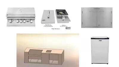 DIY BBQ Island 90   Fast Finish  Kit With Lion Grill • $4195