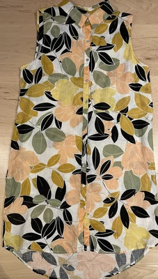 $20 • Buy Rachel Zoe 100% Linen Floral Shift Tunic Shirt Dress Button Up Multicolor Size L