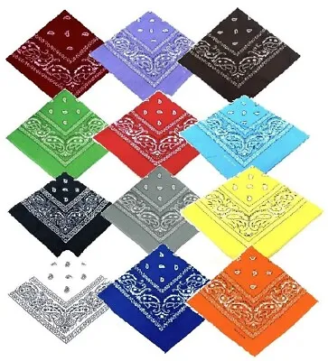 Pack Of 12 Coloured Paisley Cotton Bandana Headcover Neck JOB LOT  Unisex Hair • £10.99