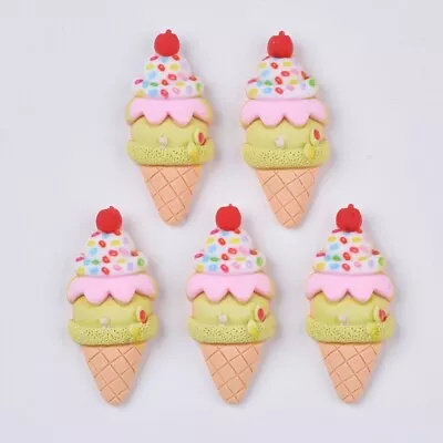 4 Ice Cream Resin Embellishments Flatback Fake Bakes Hair Bow E3B Aussie Seller • $4