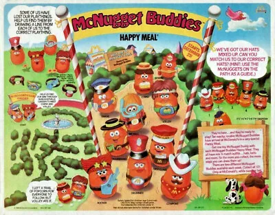 1988 McDONALD'S MCNUGGET BUDDIES PROPER FACE & ACCESSORIES PICK YOUR FAVORITE • $12.99