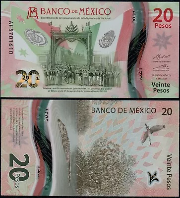 Mexico 20 Pesos (p132) 06.01.2021 Signature 2 Polymer Unc • £2.30