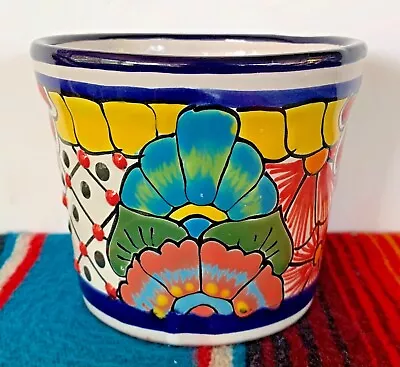  Mexican Ceramic Flower Pot Planter Folk Art Pottery Handmade Talavera #83 • $19.99