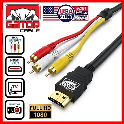 HDMI To 3 RCA Video Audio AV Component Converter Adapter HD Cable 1080P HDTV 5FT • $8.99