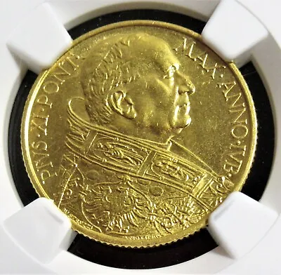 Vatican City: Pius XI Gold  Jubilee  100 Lire 1933-1934 MS64 NGC. • $938.88