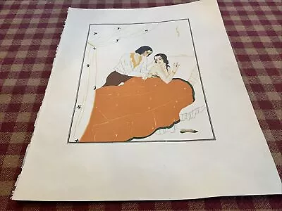 Vintage Art Deco Print-THE DECAMERON-LOVE-COUPLE-Boccaccio-Zabel-1924 • $15