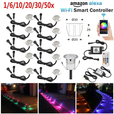 WIFI 20x 30mm IP67 RGB LED Decking Deck Plinth Kit Lights Xmas Garden Patio Deco • £41.99