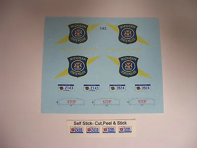 Michigan State Police 1:43 Water Slide Decals Fits Model Cars Patrol Diecast Car • $8.49