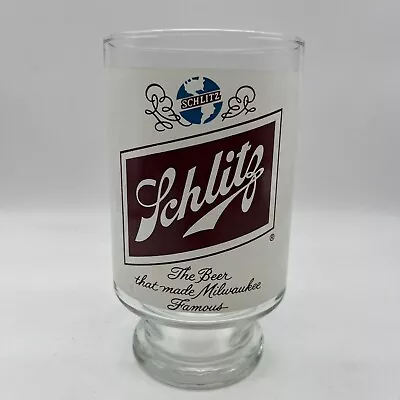Vintage Schlitz Milwaukee Beer Glass Large 32oz Footed Bar Brewery Glassware • $11.91