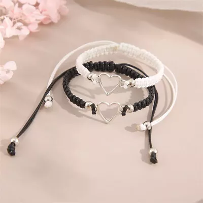 Love Heart Couple Bracelet For Lover Women Men Hand Crafted Adjustable Rope • $22.36