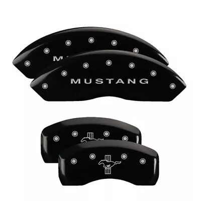 MGP Caliper Covers Set Of 4 Black Finish Silver Mustang / Bar & Pony (S197) • $289