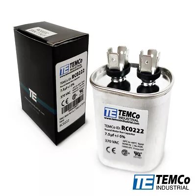 TEMCo 7.5 Uf/MFD 370 VAC Volts Oval Run Capacitor 50/60 Hz -Lot-1 • $13.95