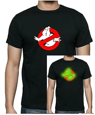 £21.99 • Buy GHOSTBUSTERS Inspired Glow-In-The-Dark T-Shirt Unisex Printed Black Cotton 80s