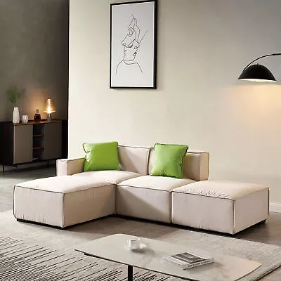 Sectional Sofa Couch Upholstery L Shape Sofa With Convertible Ottoman Chaise • $872