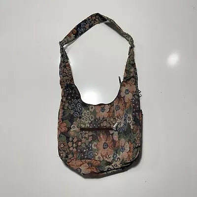 Tapestry Vintage Crossbody Shoulder Travel Bag Zip Lock Floral Multicolor EUC • $16