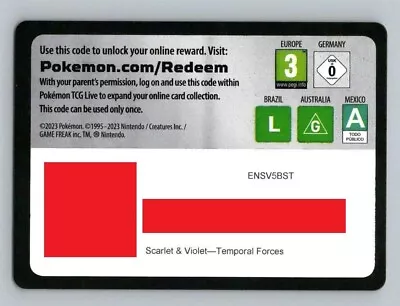 Pokemon TCG Live Temporal Forces Online Booster Codes(x10) *Send Within 24hours • $1.90