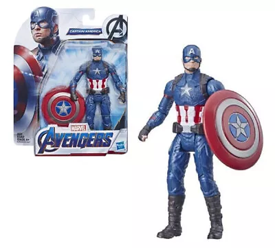 New Marvel Avengers Captain America With Shield 6  Toy Action Figure • £6.95