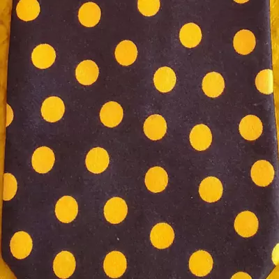 FRED HAYMAN ~ MENS SILK DRESS TIE ~ BLACK W/ YELLOW-GOLD ~ POLKA DOT ~ 58  • $19.99