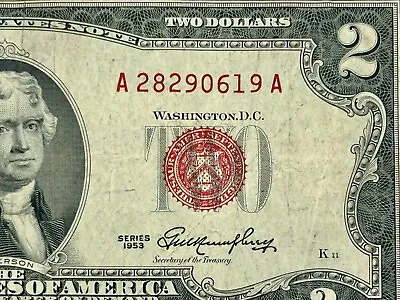 1953 $2 Two Dollar FRN Red Seal • $2.50