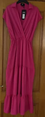 Ax Paris Pink Dress- (crossover Top With Layered Frill Skirt)-size 8-BNWT • £7.50