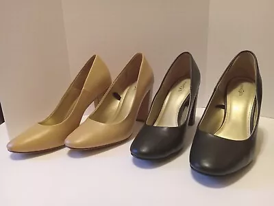 2 PAIR BUNDLE - Black And Nude 4-inch High Heels Size 9M • $14.99