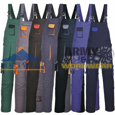 £9.99 • Buy Portwest Work Bib & Brace Coverall Overall Knee Pad Pockets Men Trouser Texo