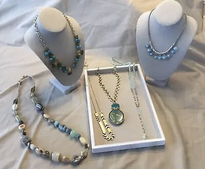 Shades Of Blue Turquoise - Gold Silver Chicos Lucky Brand Necklace Jewelry Lot • $19.99