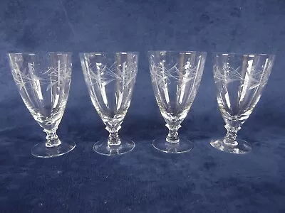 FOSTORIA Crystal BRIDAL WREATH Stem#6051-1/2 SET 4 Iced Tea Water Goblets 6 3/8  • $24.99