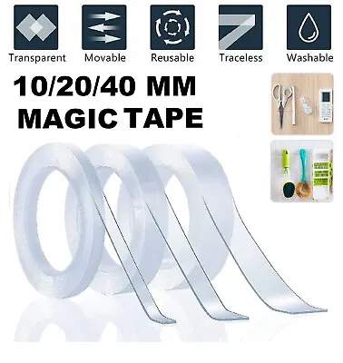 Reusable STRONG ADHESIVE Nano Traceless Transparent Double Sided Anti Slip Tape • $11.99