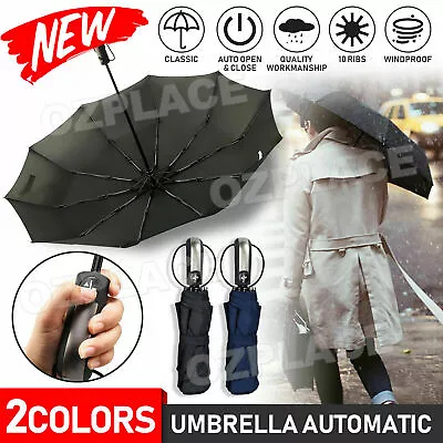 $13.95 • Buy Automatic Umbrella Auto Open Close Compact Folding Anti UV Rain Windproof 10Ribs
