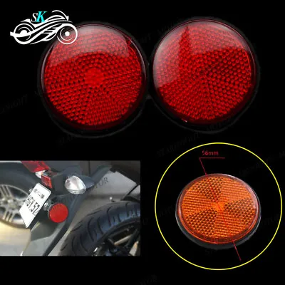 2 Pieces Round Red Reflectors Universal For Motorcycles ATV Bikes Dirt Bike • $1.79