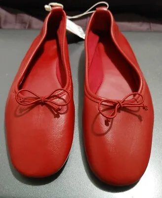 $21.95 • Buy ZARA Red Girls Shoes 100% Vegan Leather Ballet Flats Size 36/ USA 4