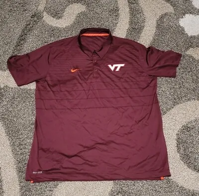 Nike Virginia Tech Shirt Hokies Mens Extra Large Golf Polo DriFit EUC Free Ship • $25