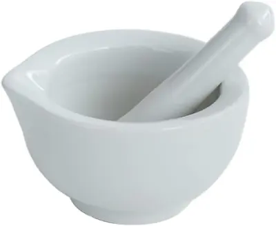 Porcelain Mortar And Pestle Spice Garlic Herb GrinderMixing Grinding Bowl Cru • $12.06