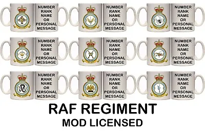 ROYAL AIR FORCE RAF REGIMENT PERSONAL MILITARY 11oz & 15oz MUG (MI28) SQUADRONS • £11.99