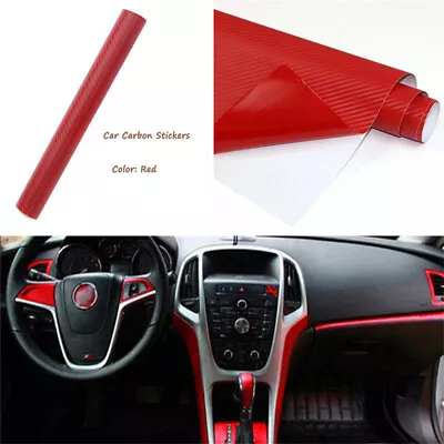 Durable DIY 3D Red Carbon Fiber Car Interior Panel Protector Sticker Accessories • $6.59