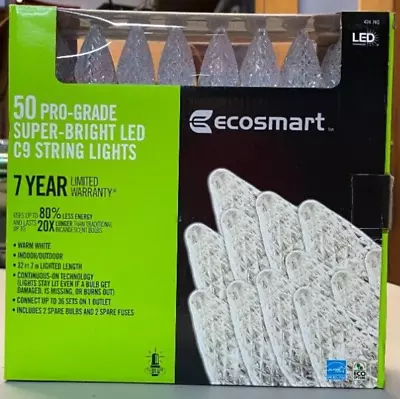 Ecosmart 50 Pro-Grade Super-Bright LED C9 String Lights Warm White Christmas • $49.99