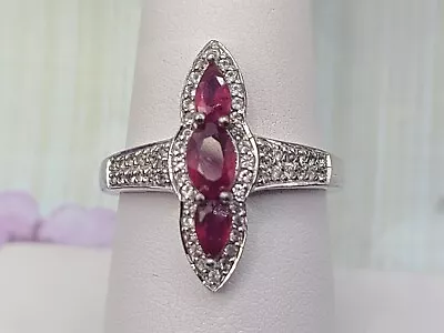 Victoria Wieck Sterling Silver 925 Genuine Ruby & White Sapphire Ring Sz 7.75 • $64.99