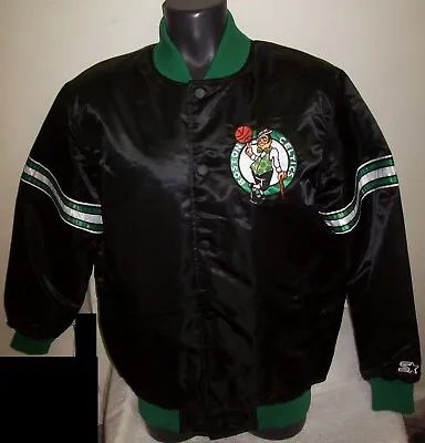 $105.99 • Buy BOSTON CELTICS Starter Snap Down Jacket BLACK With BLACK Lining LARGE