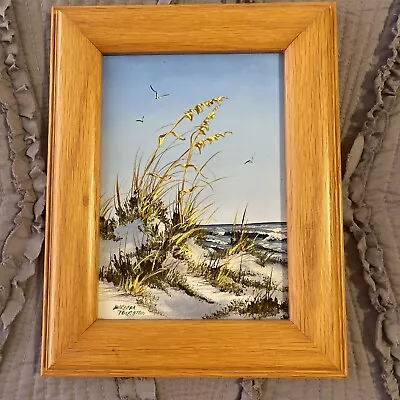 Vintage Seascape Beach Dunes Seagulls  Painting On Canvas Framed And Signed • $9.99