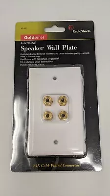 RadioShack Gold Series 4-Terminal Speaker Wall Plate [White GoldPlated 40-983] • $7.99