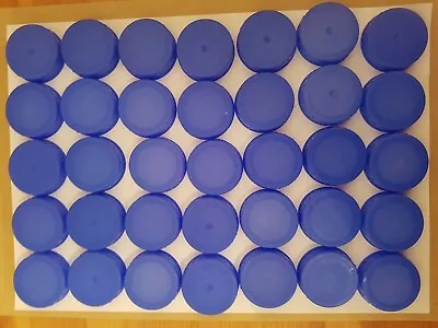 35 Blue Plastic Screw Top Milk Bottle Tops Lids Caps (Kids Art Craft School) • £1.50