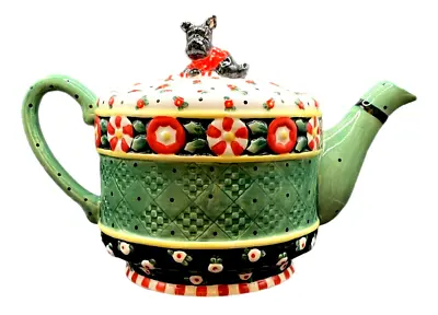 2001 Mary Engelbreit Michel & Co Scottish Terrier Christmas Teapot • $35