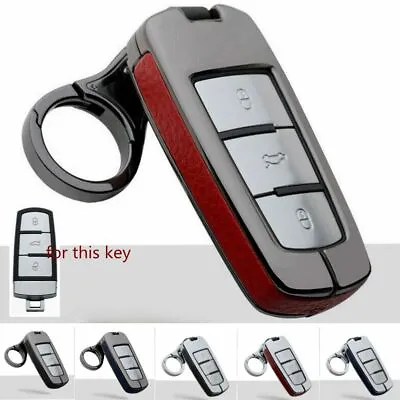 $24.80 • Buy Zinc Alloy Leather Car Remote Key Fob Case Cover Bag Holder For VW Passat B6 CC