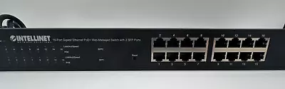 INTELLINET 561341 16-Port Gigabit Ethernet PoE+ Web-Managed Switch W/2 SFP Ports • $34.99