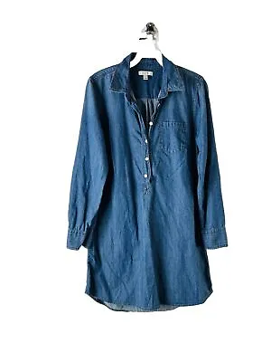 J. Crew Womens 8 Chambray Denim Button Popover Shirt Dress • $29.36