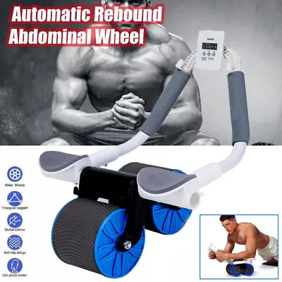 Abdominal Wheel Anti Slip Automatic Rebound Fitness AB Roller Elbow Core Trainer • £8.98