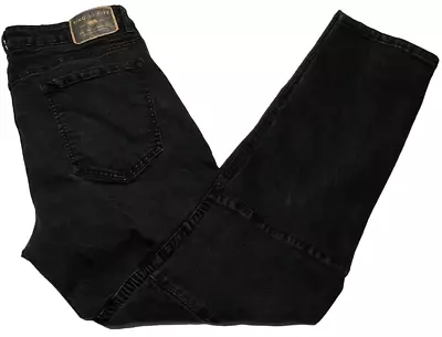 Ring Of Fire Slim Fit Stacked Biker Moto Jeans Mens (34X30) Stretch Denim Black • $24.98