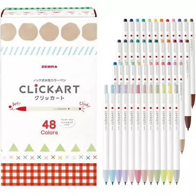 Zebra ClickArt (Click Art) Retractable Marker Pen 48 Colour Set • $85