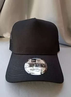 $17.49 • Buy 1X - New Era 9Forty Snapback Trucker Hat Cap Blank { BLACK///BLACK } NE 9FORTY